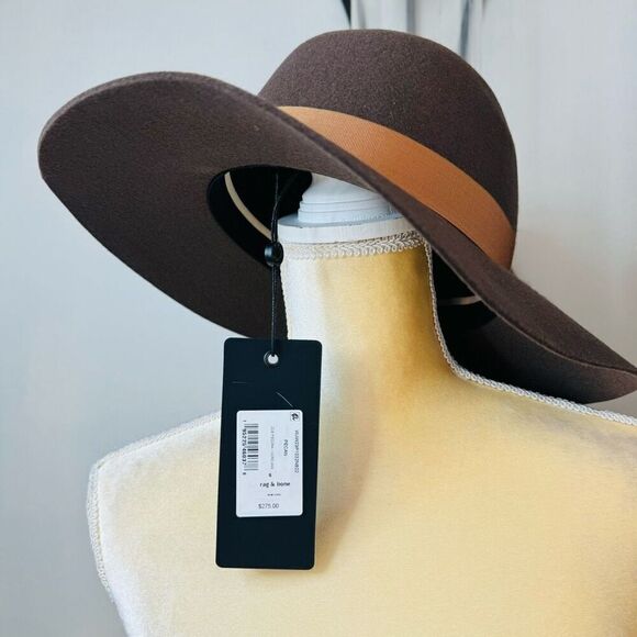 Rag & Bone Zoe Wool Felt Fedora Hat, Spanish Style Pecan Brown, Small, NWT‎ main image 13